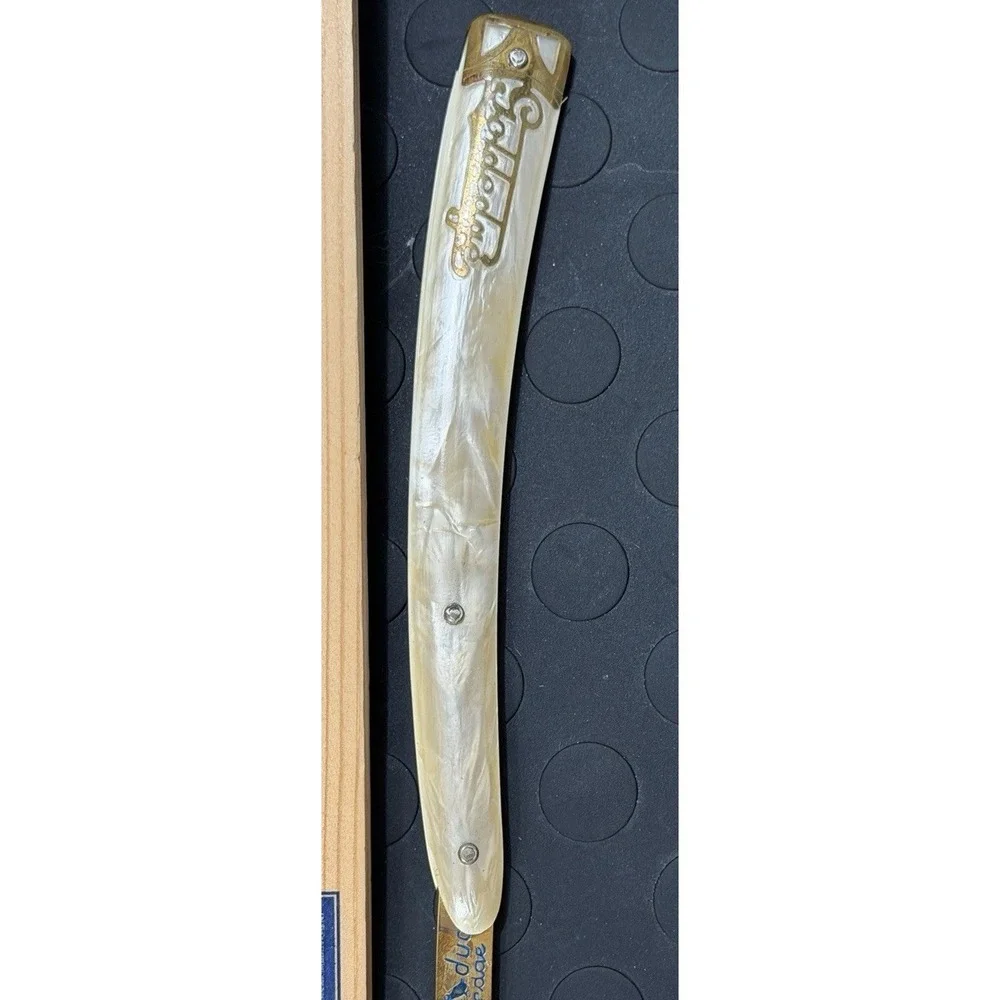 Dubi Duck Round Point Straight Razor Vintage Goldedge 5/8 In Original Box Mint